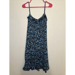 VTG‎ Byer Too! Womens Dress Medium 90s Floral Blue Knee Length Whimsigoth
